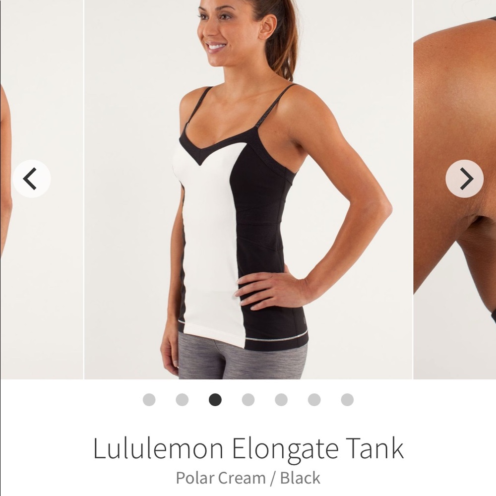 Lululemon Elongate tank top. Black and cream/white with sparkle detail ✨ size 6
